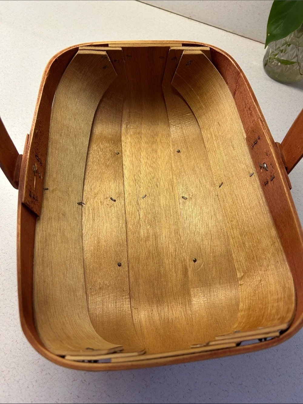 Handcrafted Wooden Trug Basket in Natural Brown
